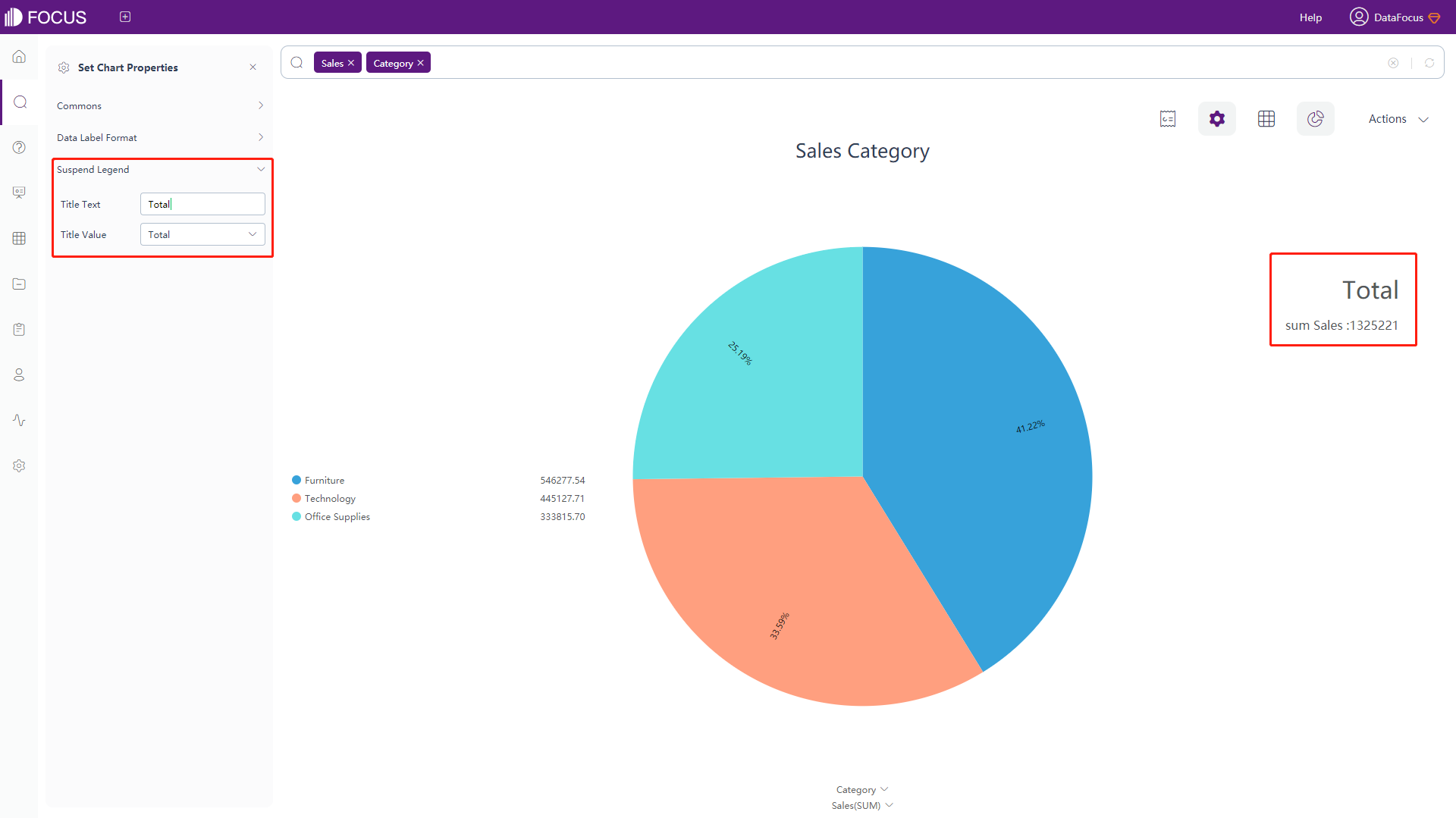 Figure 3-4-23 Pie chart - suspend legend